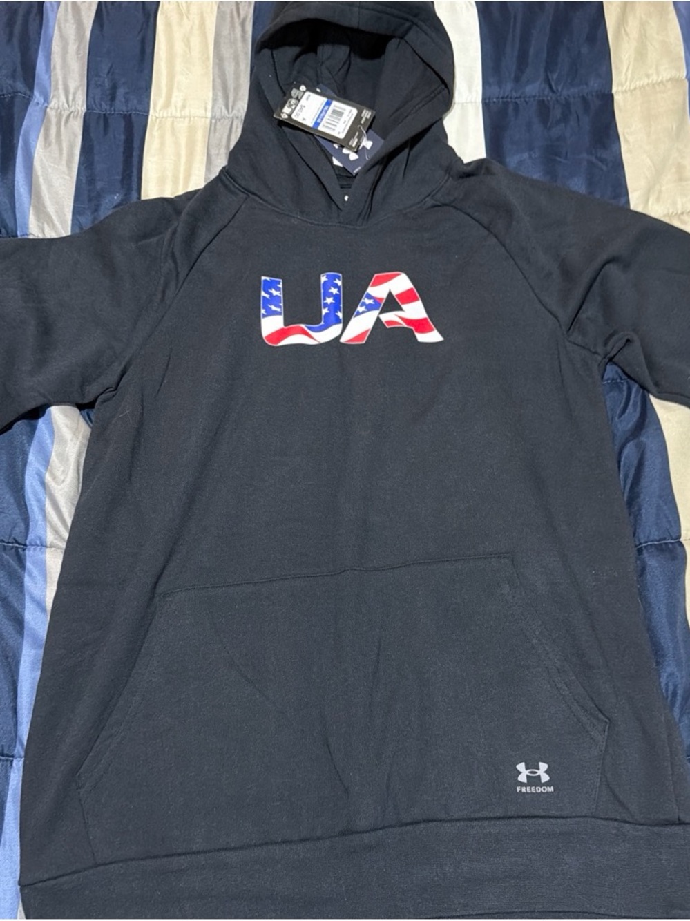 Under Armour Black Hoodie with American Flag UA Logo